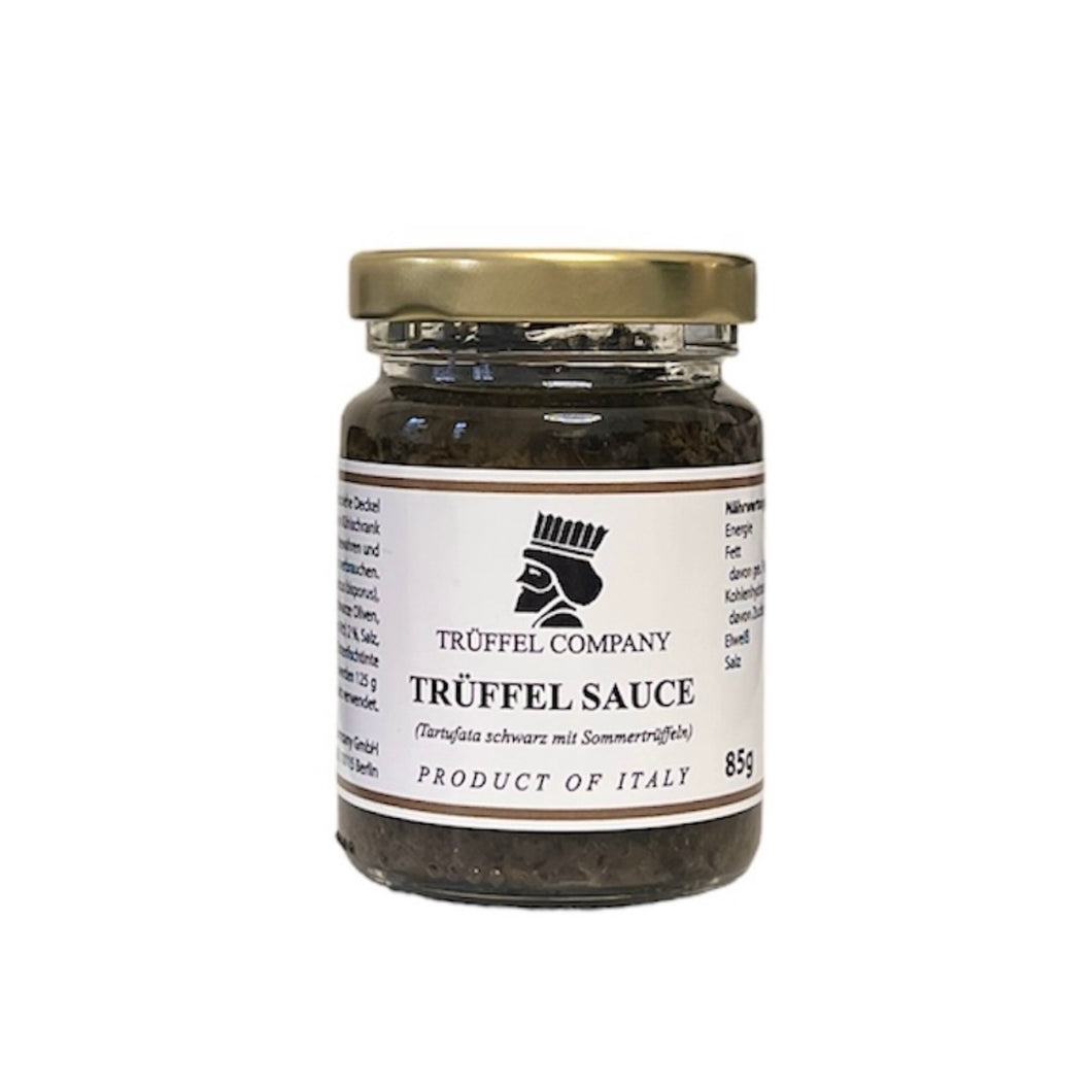 Schwarze Trüffelsauce mit echtem Sommertrüffel (85g Glas)