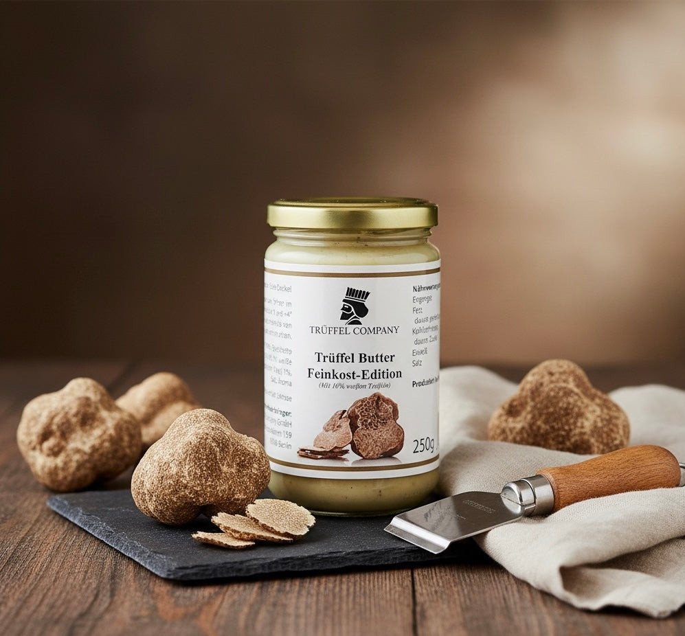 Italienische Trüffel Butter Feinkost-Edition mit 10% echtem weißen Trüffel (250g Glas)